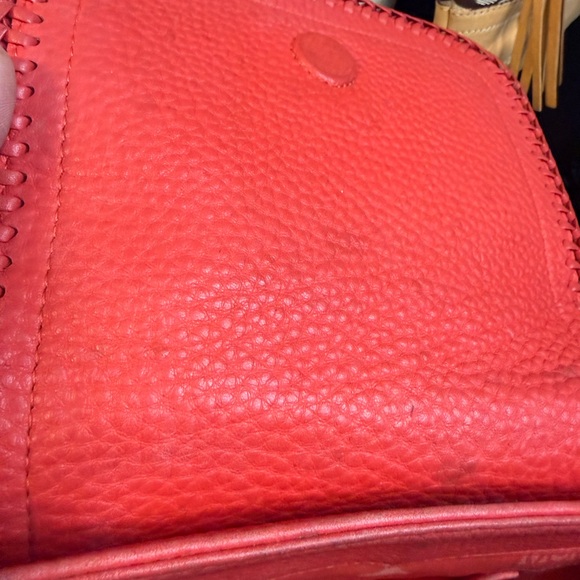 MCM Pebbled Leather Crossbody Bag – Bright Coral/Red – Whipstitch Trim - Picture 12 of 15